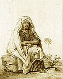 Mr Caillié méditant sur le Coran et prenant ses notes, illustration de Voyage à Temboctou et à Jénné...de Jomard et Caillié, 1830